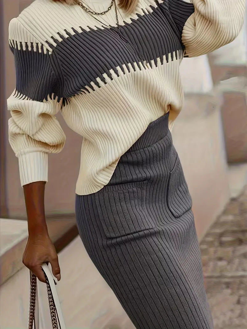 Ribbed Two-Piece Skirt Set - Coordinated and Comfortable