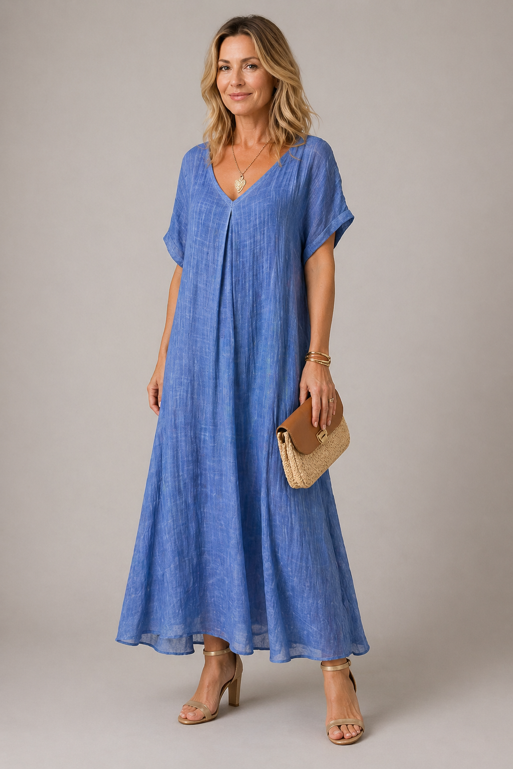 Women's Blue Maxi Dress – Simple Elegant Everyday Style