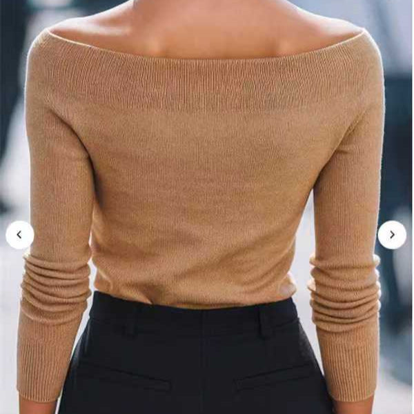 Off-Shoulder Knit Pullover - Soft and Modern