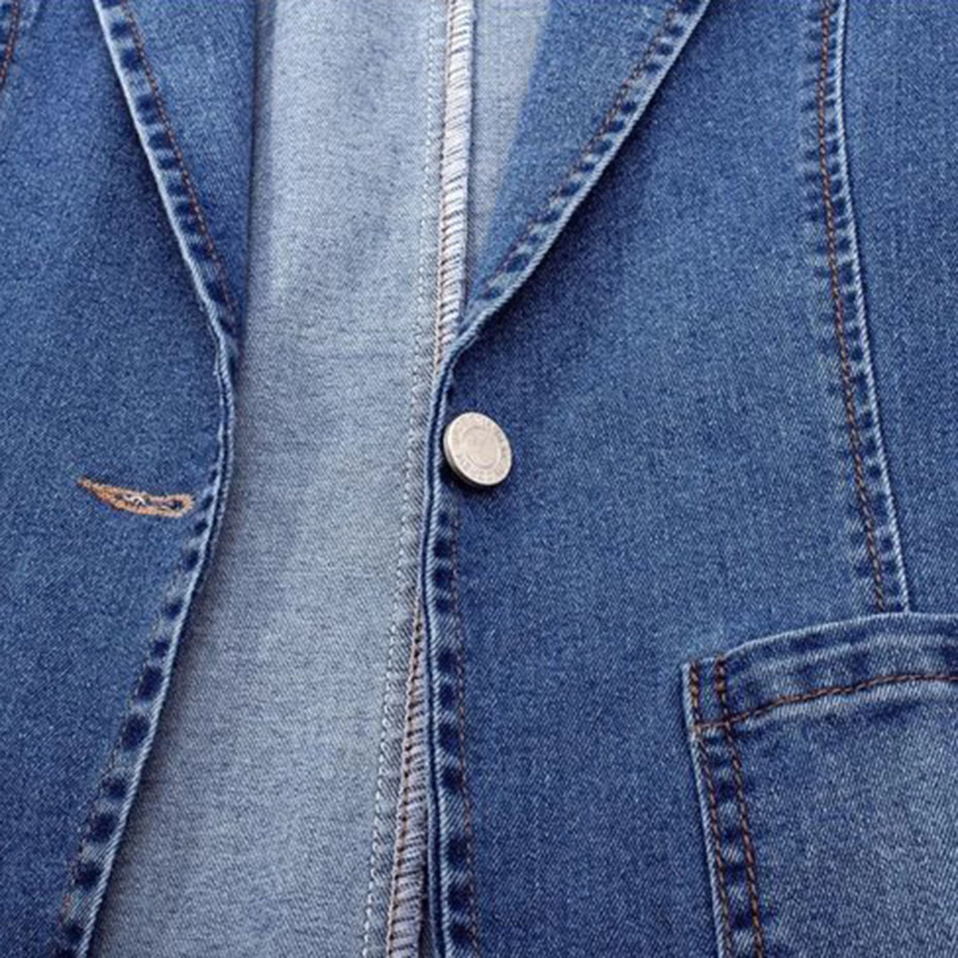 Women's Denim Blazer Jacket - Modern Tailored Casual Layer