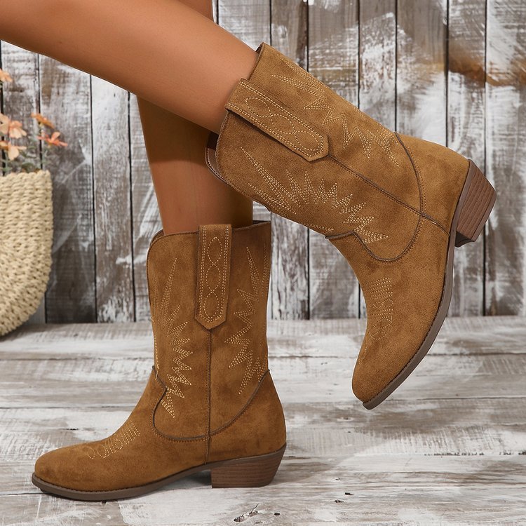 Women's Cowboy Ankle Boots – Western Block Heel Everyday Style