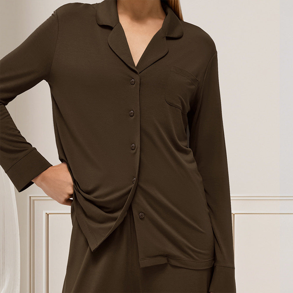 Pyjamaset met lange mouwen voor dames – Comfortabele lange broek voor thuis