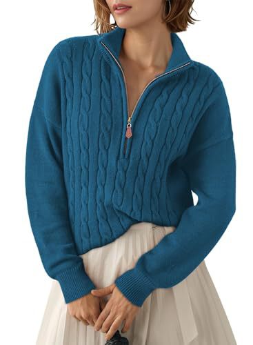 Retro Half-Zip Sweater Top - Loose and Casual
