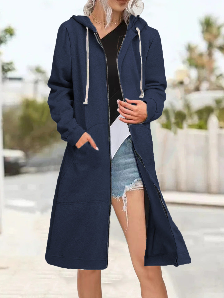 Women's Zipper Cardigan Hoodie - Soft Multicolor Relaxed Layer