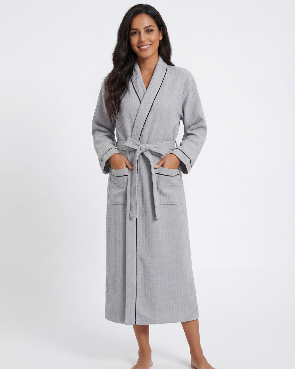 Women’s Thin Cotton Bathrobe – Long Absorbent Shower Robe Comfortable Fit