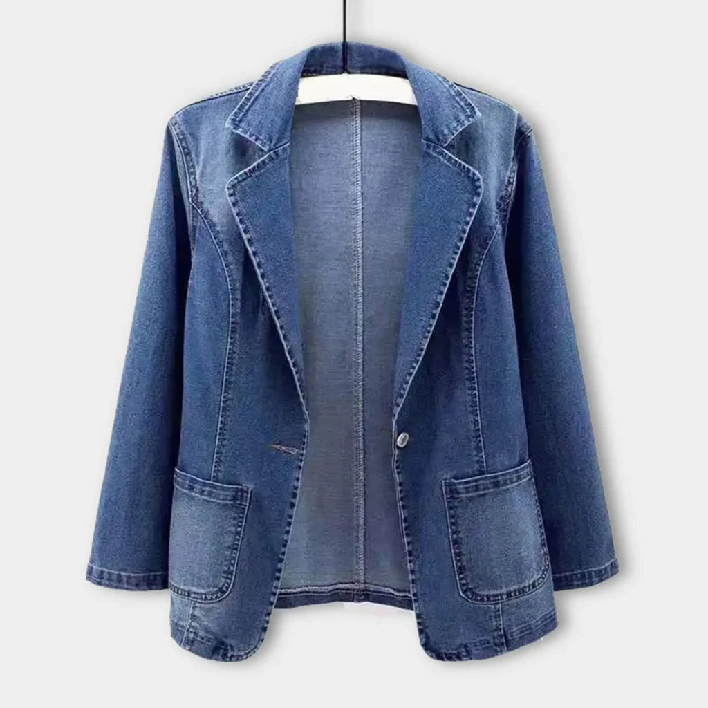 Women's Denim Blazer Jacket - Modern Tailored Casual Layer