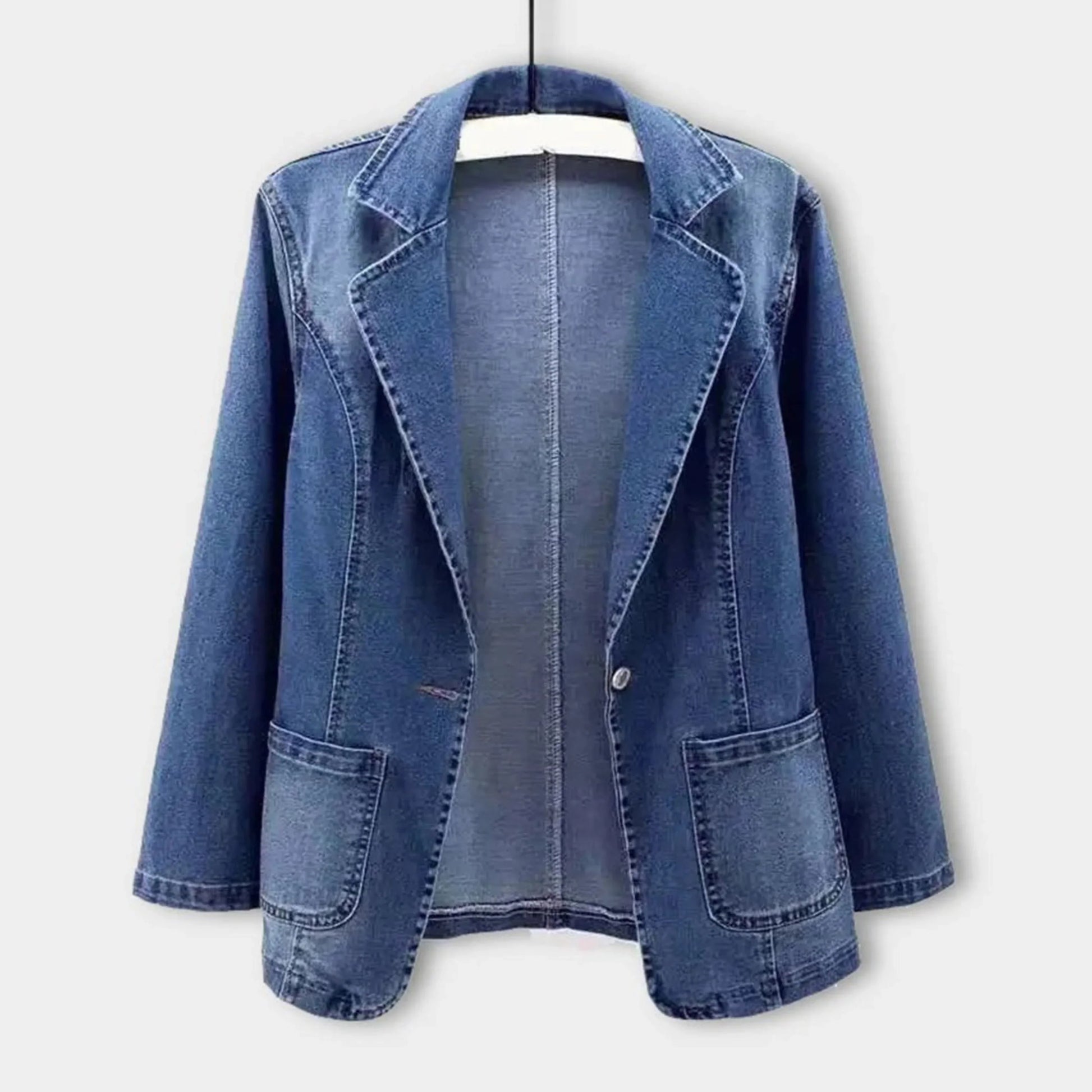 Women's Denim Blazer Jacket - Modern Tailored Casual Layer