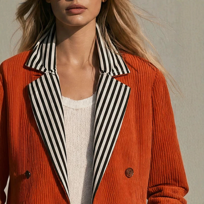 Retro Color-Block Orange Jacket - Bold and Casual