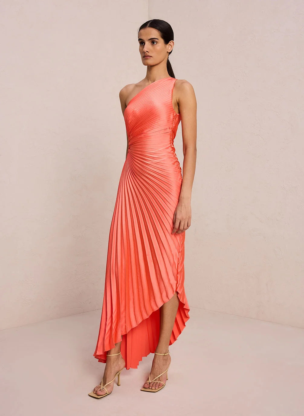 Women's One Shoulder Pleated Maxi Dress - Elegant Occasion Dress