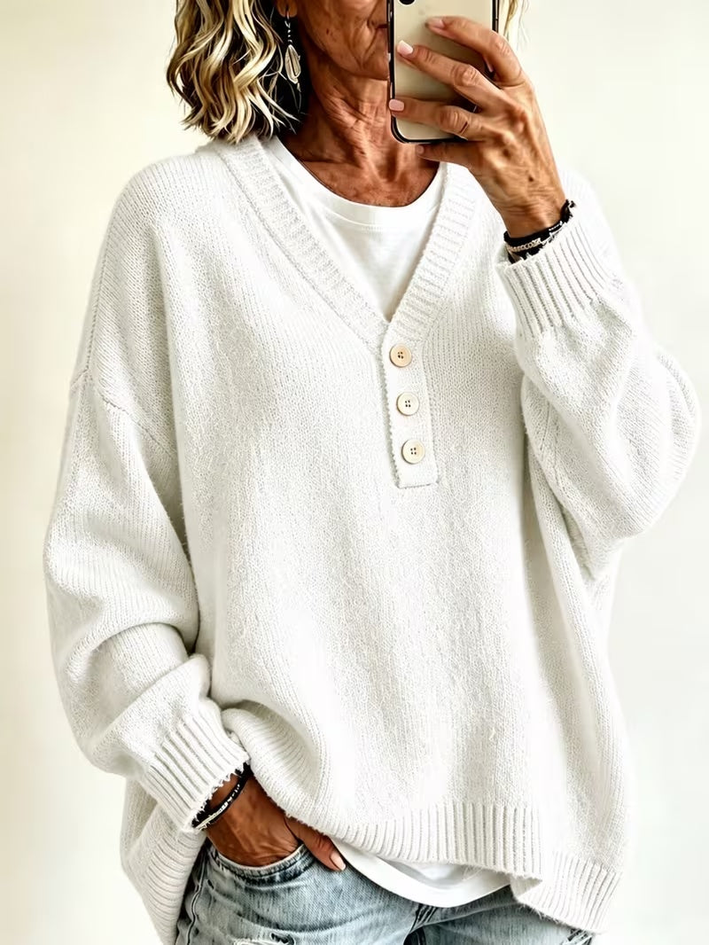 Women’s Solid Color Casual Sweater – Soft Cozy Everyday Style