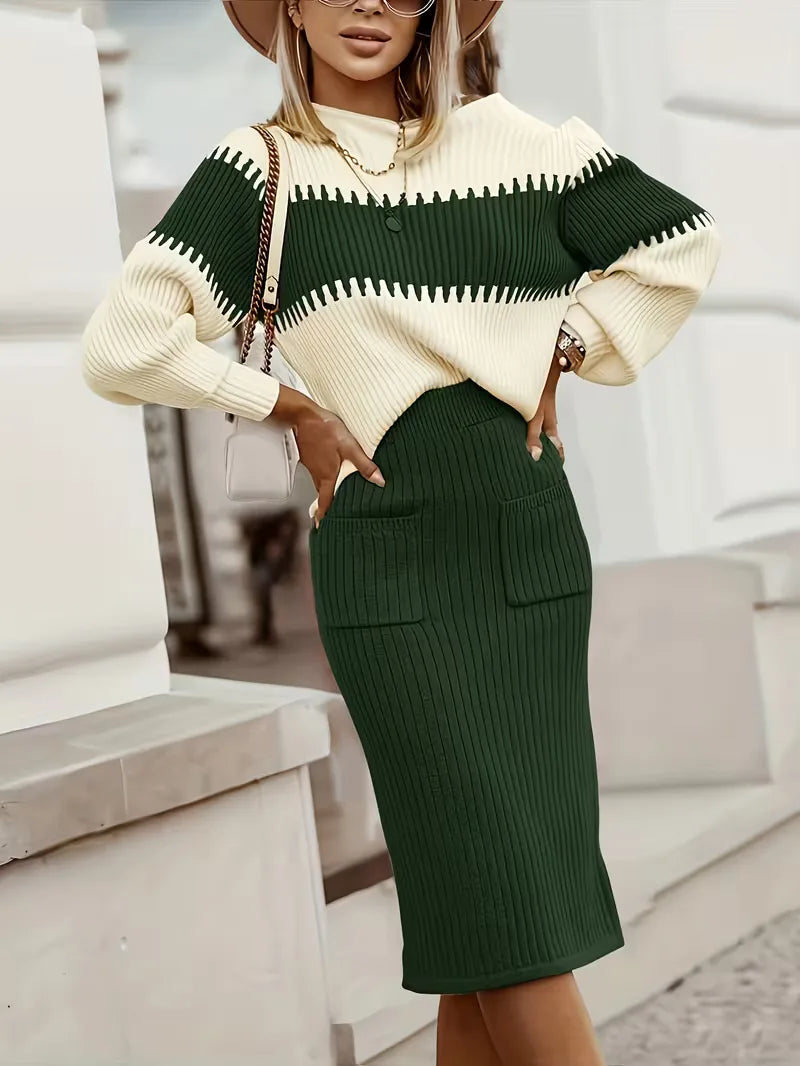 Ribbed Two-Piece Skirt Set - Coordinated and Comfortable