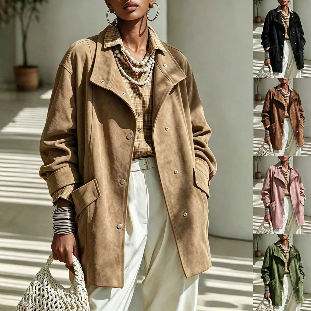Mandarin-Collar Mid-Length Coat - Elegant and Warm