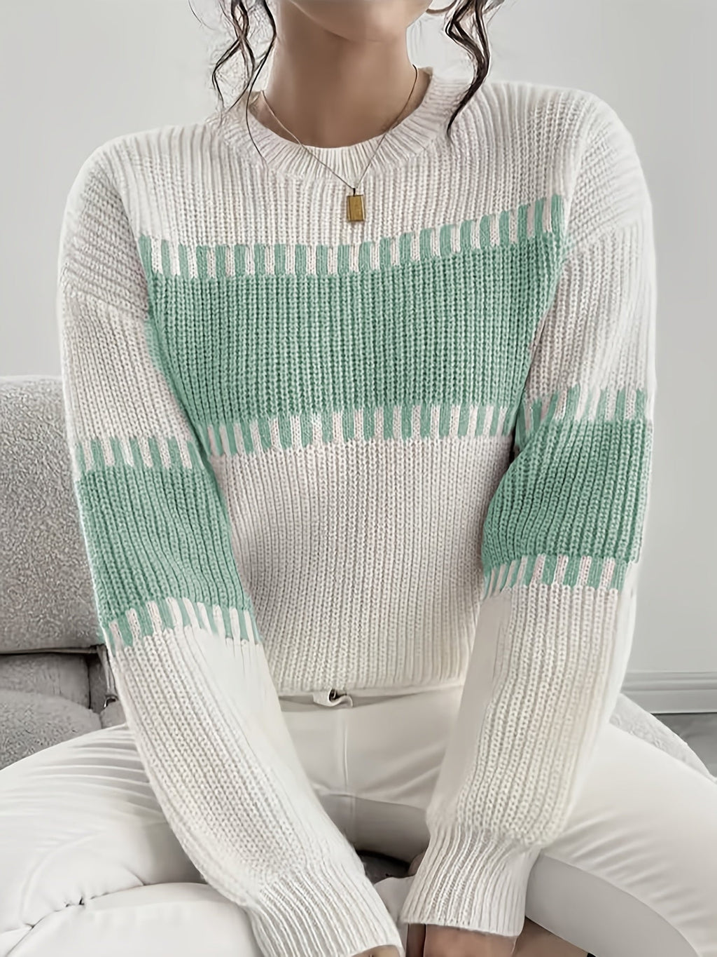 Women’s Colorblock Striped Sweater – Soft Casual Knit