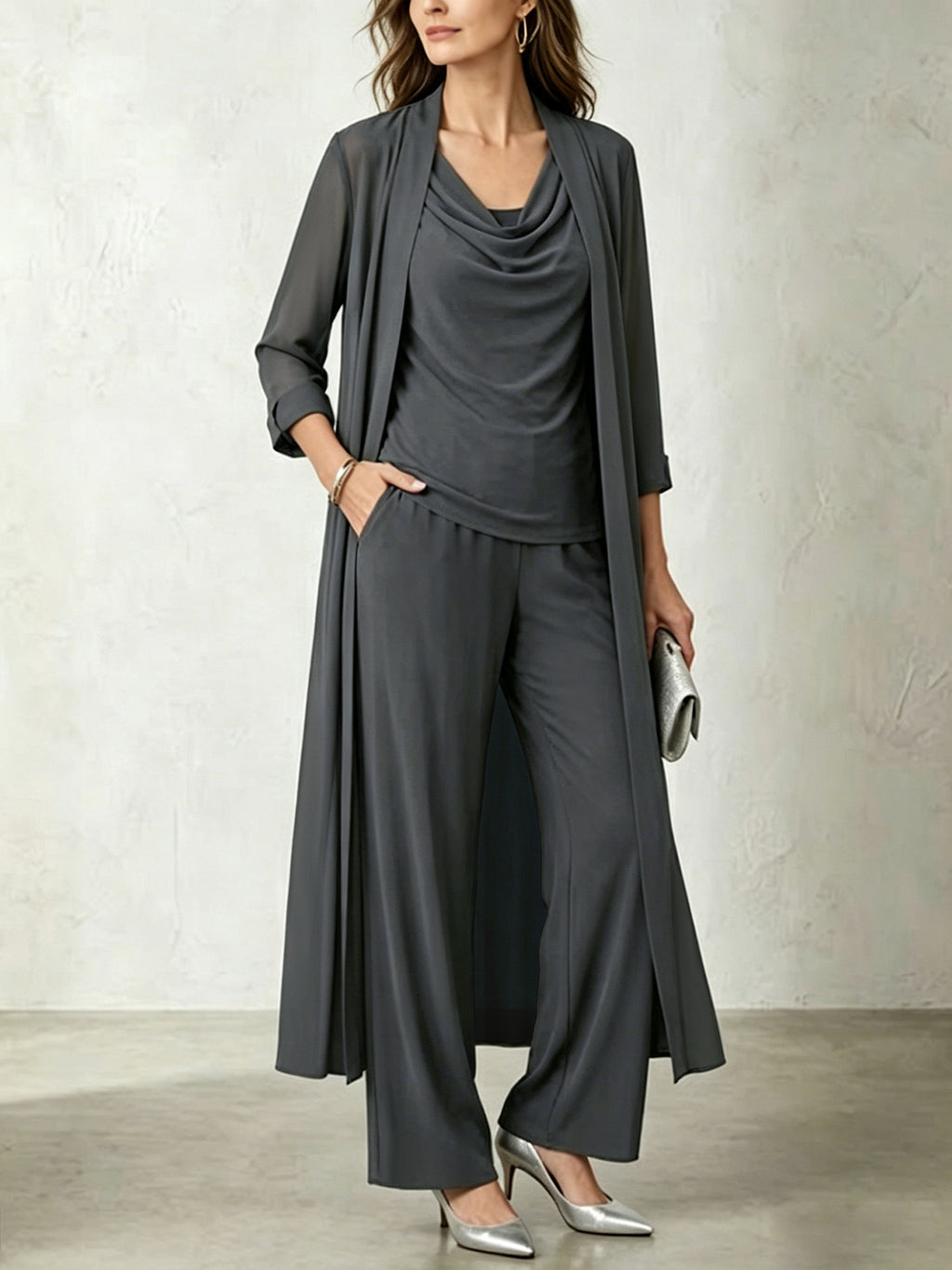 Women's Three-Piece Cardigan Set - Long Layered Casual Outfit