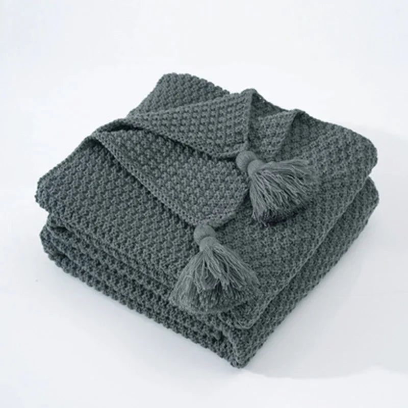 Cozy Knitted Wool Throw Blanket – Soft Warm Home Decor