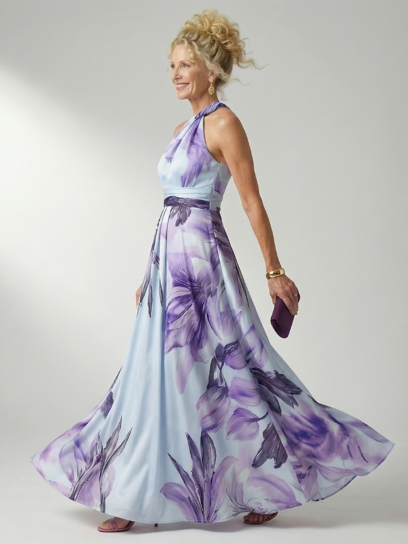 Women's Light Floral Maxi Dress - Soft Flowing Holiday Style