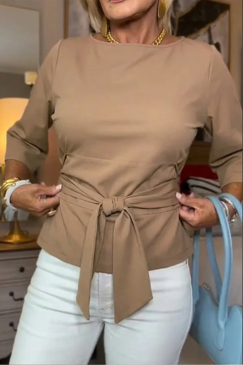 Women's Tie-Waist Top - Stylish Feminine Everyday Blouse