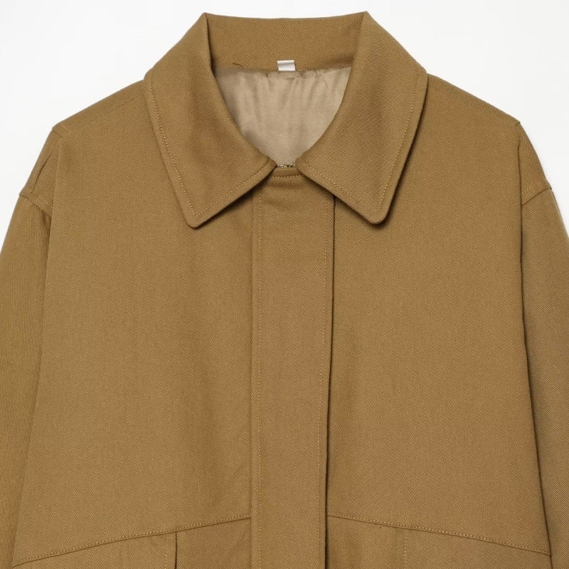 Women's Casual Cotton Jacket - Notched Lapel Utility Layer
