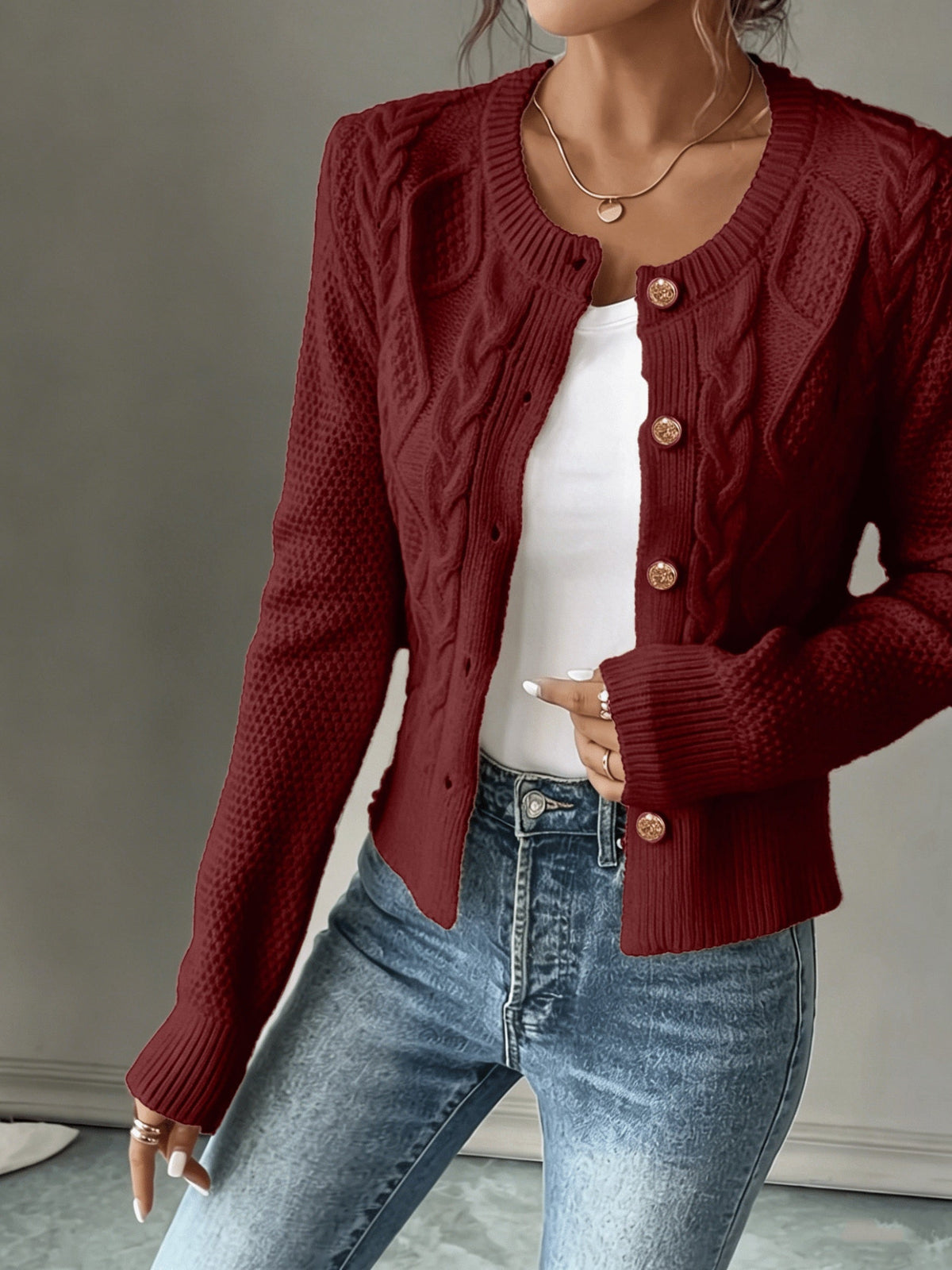Cable-Knit Button Cardigan - Elegant and Cozy