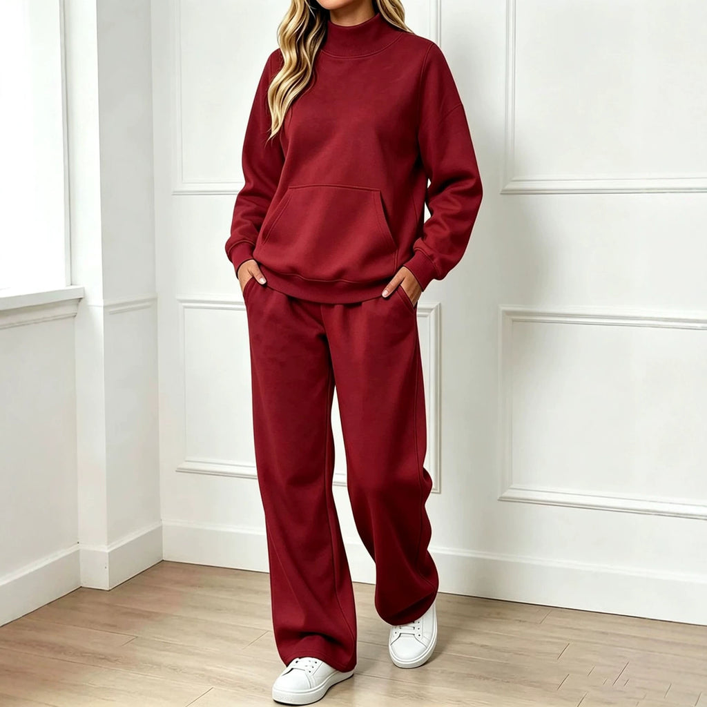 Mock-Neck Sweatshirt Set - Cozy and Easy