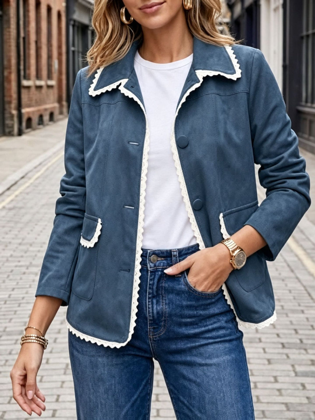 Retro Lapel Pocket Jacket - Classic and Practical