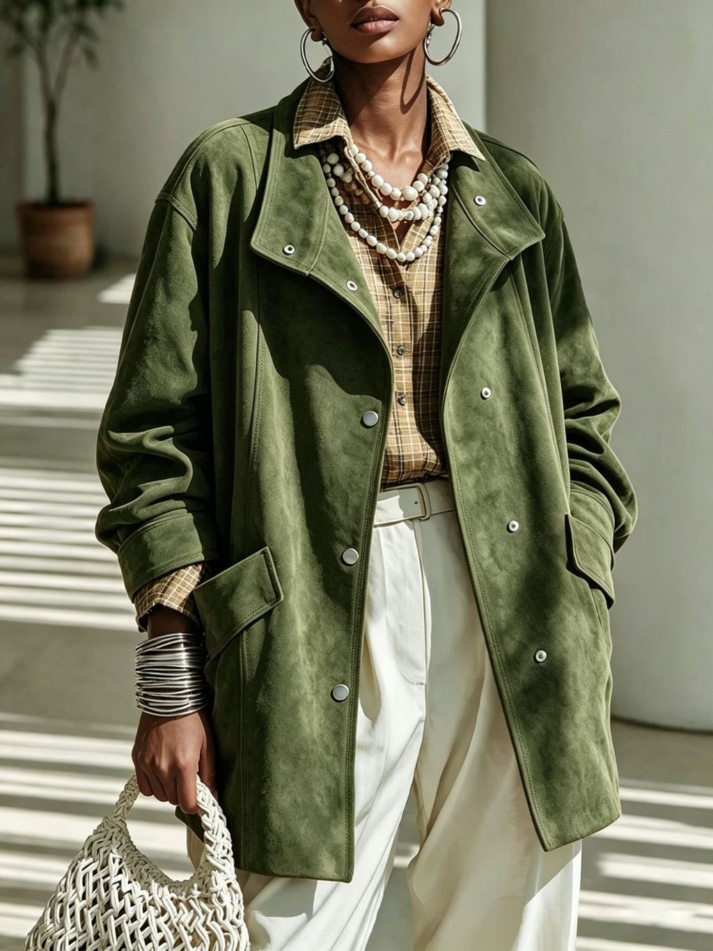 Mandarin-Collar Mid-Length Coat - Elegant and Warm