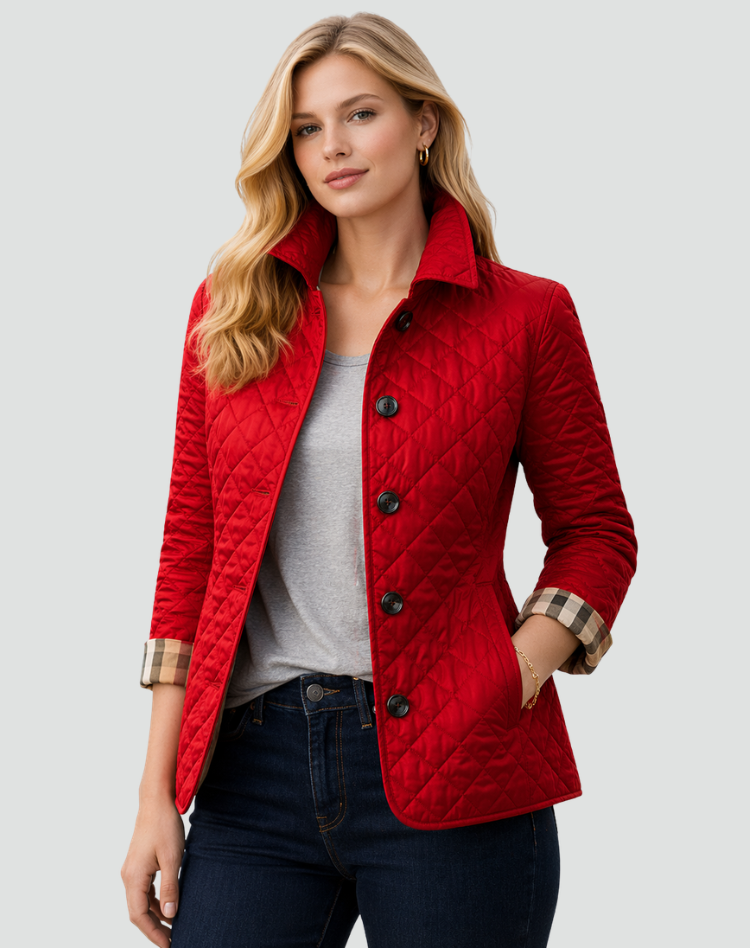 Women's Quilted Jacket - Button Front Transitional Daywear