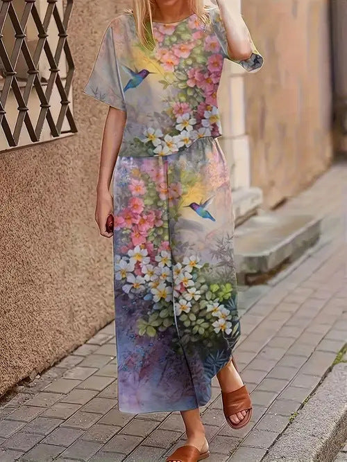 Women’s Casual Short-Sleeve T-Shirt and Pants Set – Fashionable Everyday Outfit