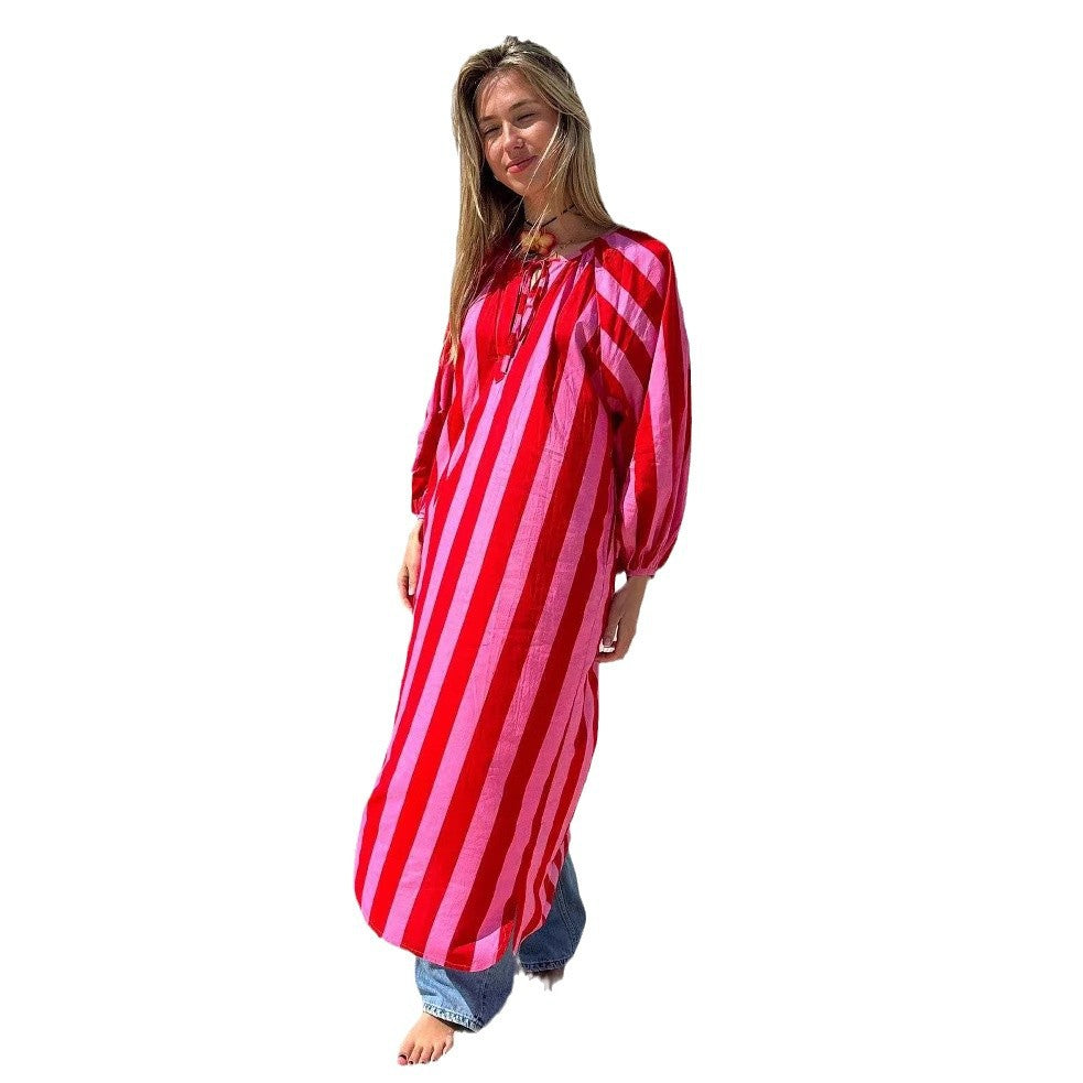 Women's Loose-Fit Striped Maxi Dress – Relaxed Summer Daywear Style