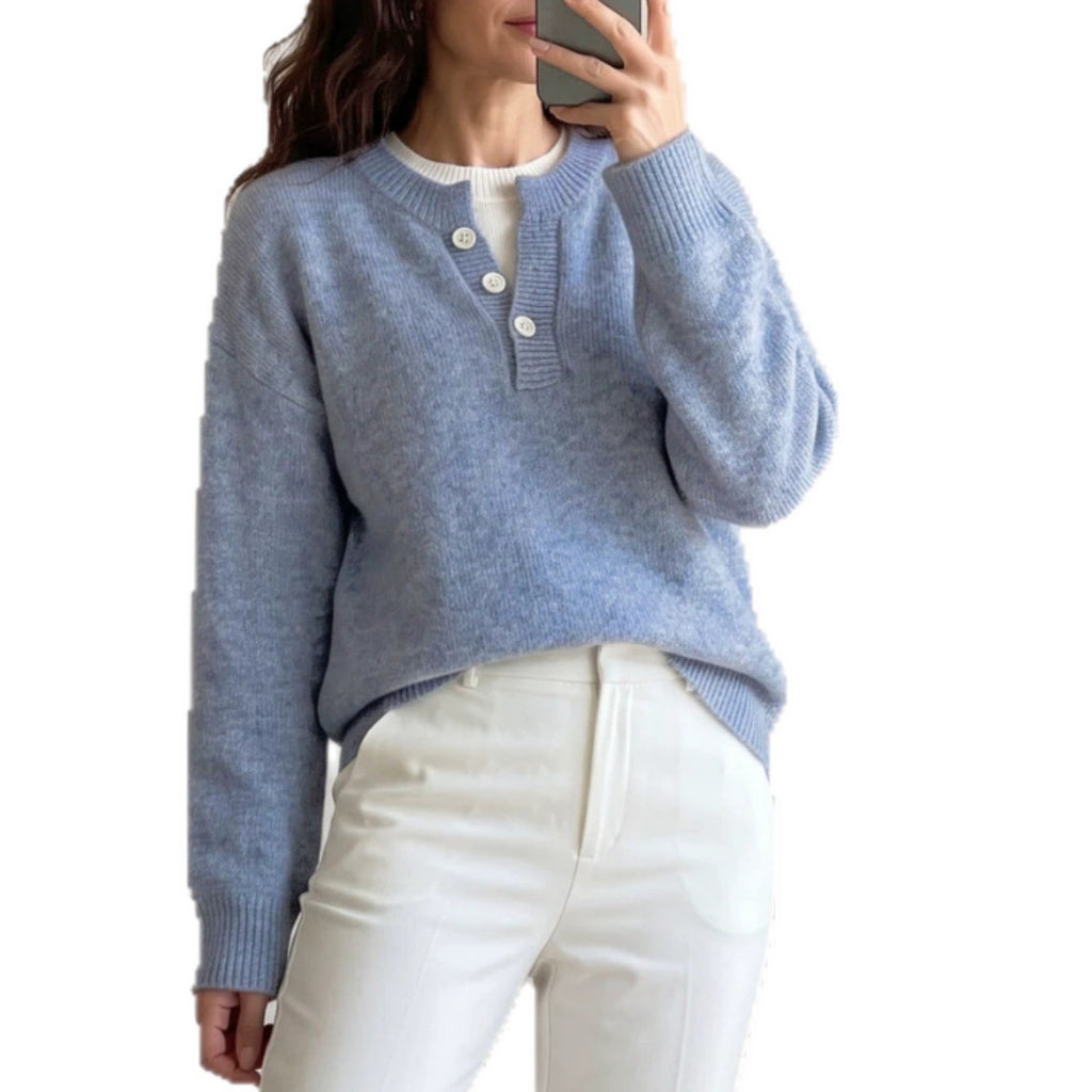 Faux Two-Piece Half-Zip Sweater - Modern and Cozy