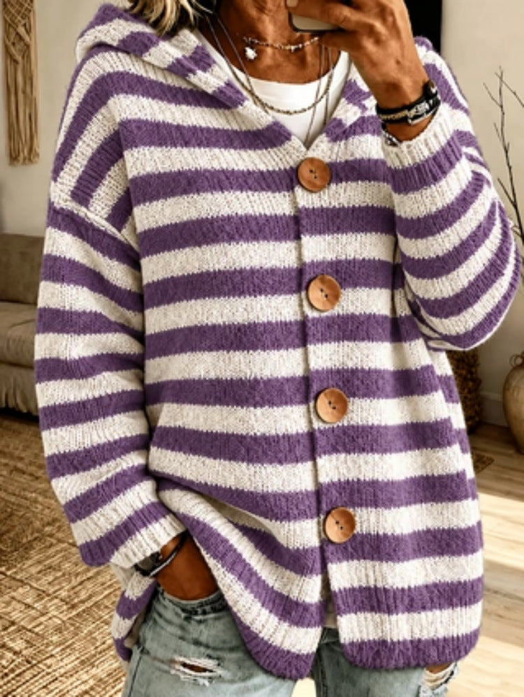 Women's Striped Knit Sweater - Soft Casual Everyday Layer