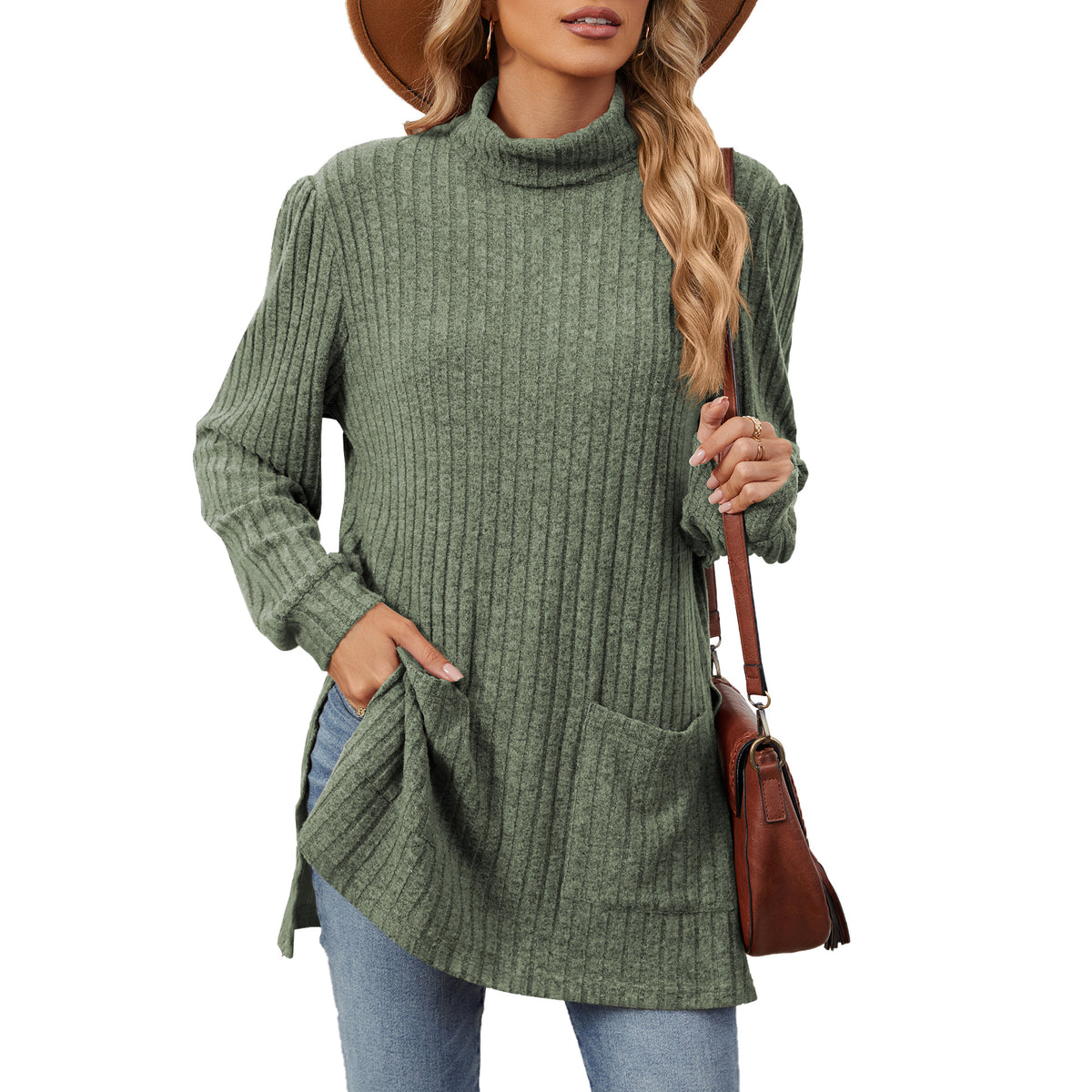 Loose Half-High-Neck T-Shirt - Easy and Practical