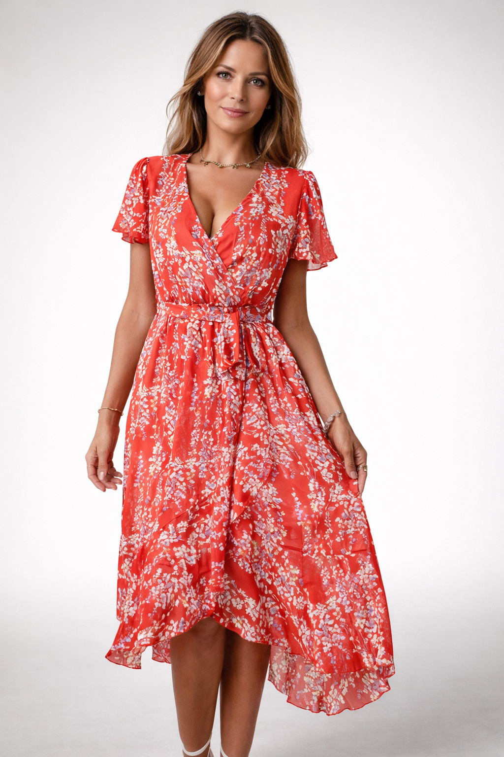 Women's Floral Midi Dress – Romantic Summer Occasion Dress