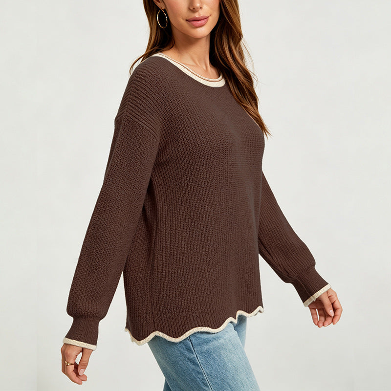Women's Loose Fit Round Neck Knit Sweater - Soft Everyday Casual Layer