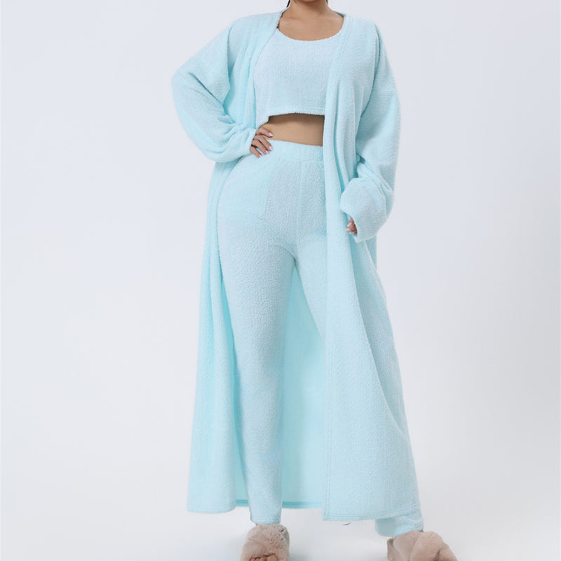 Women’s 3-Piece Winter Pajama Set – Cozy Warm Loungewear