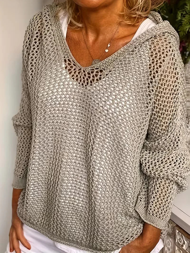 Oversized Hooded Knit Hoodie - Soft and Casual