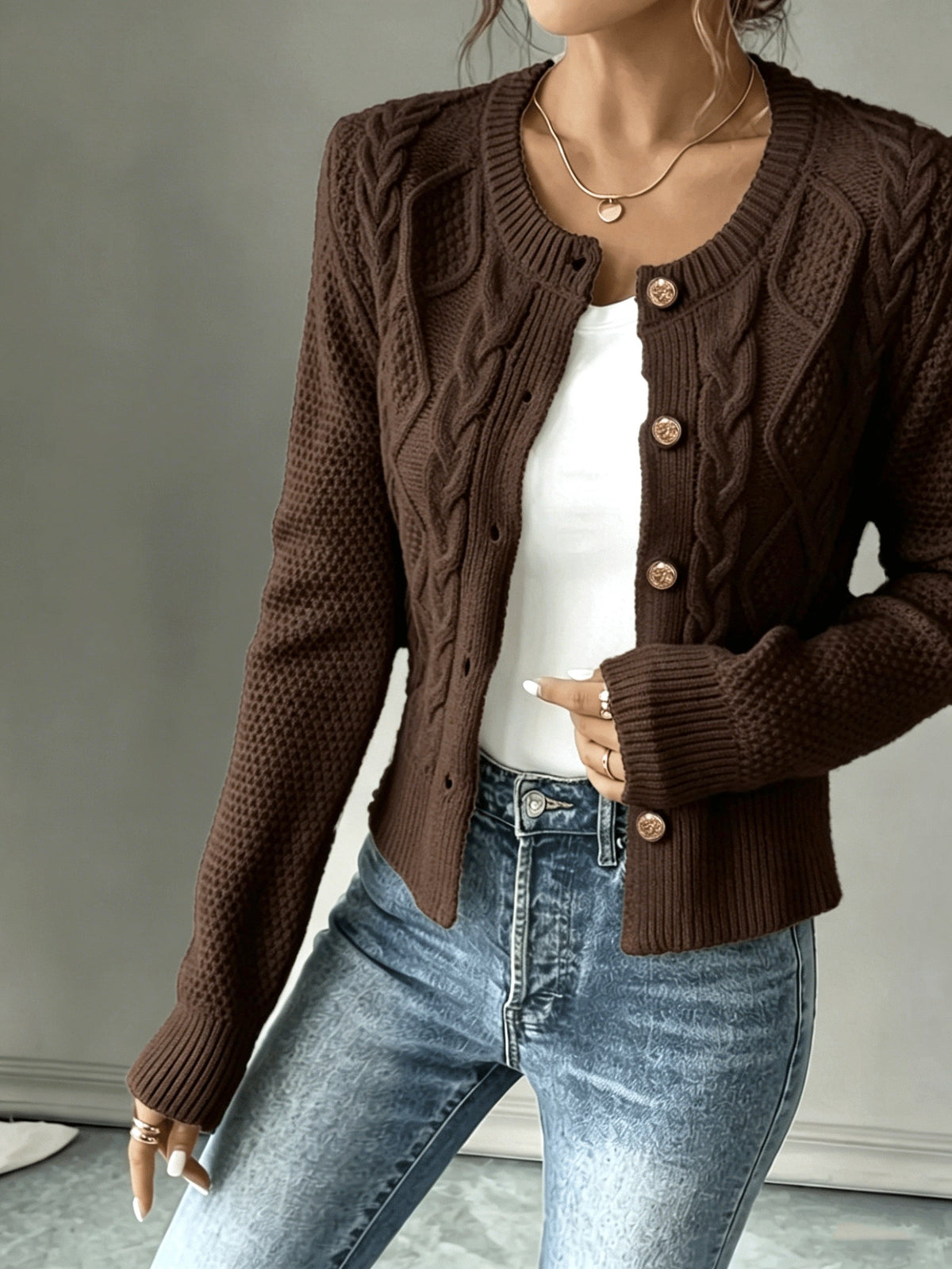 Cable-Knit Button Cardigan - Elegant and Cozy