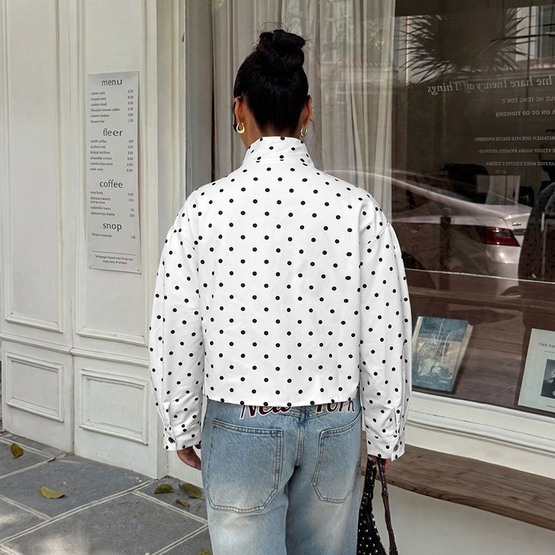 Women's Polka Dot Casual Coat - Soft Loose Fit Everyday Layer