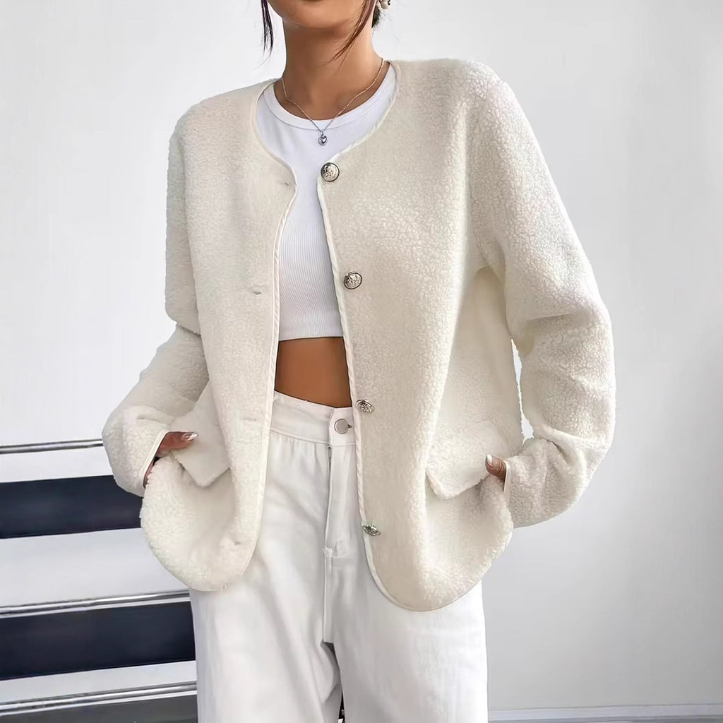 Plus-Size Women’s Textured Chanel-Inspired Wool Coat – Elegant Classic Style