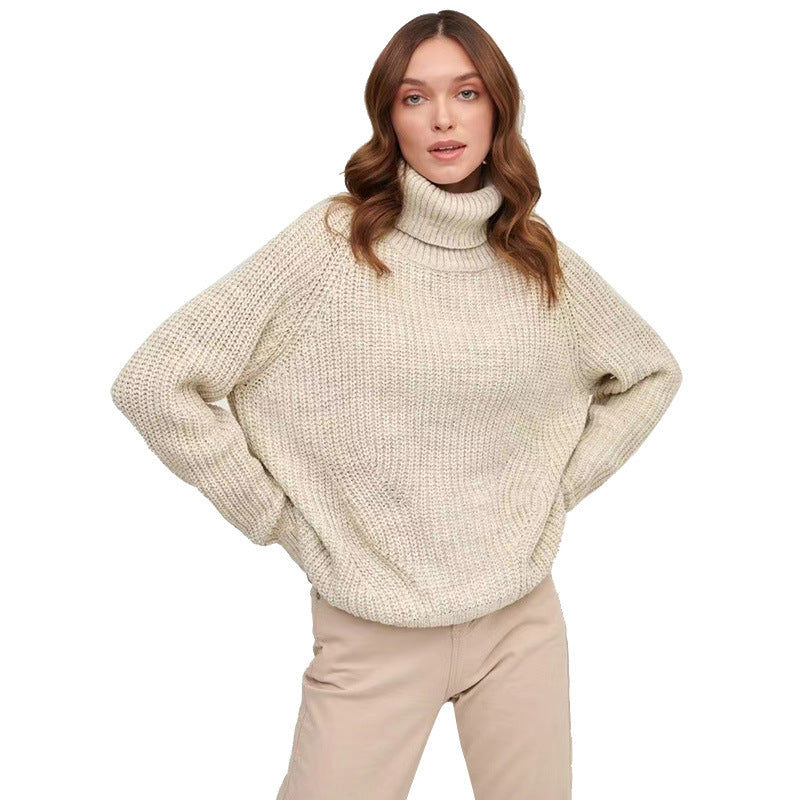 Women's Turtleneck Knit Sweater - Soft Mid Length Cozy Layer