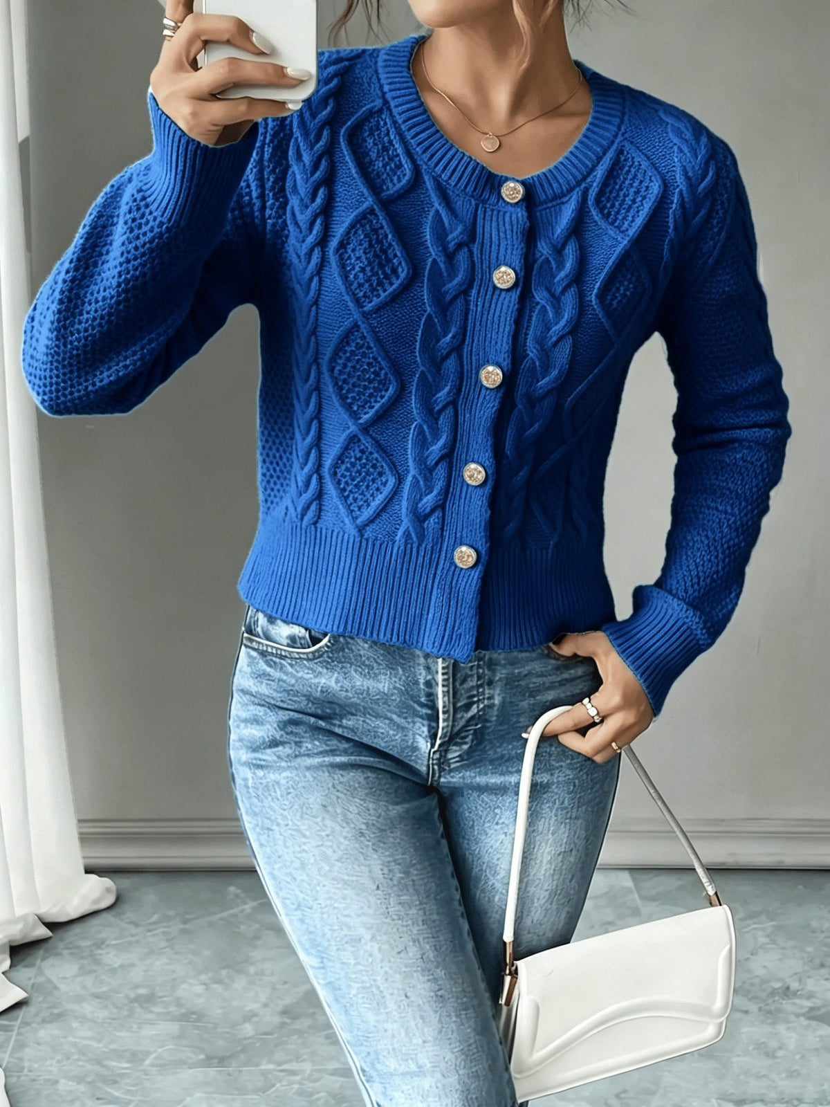 Cable-Knit Button Cardigan - Elegant and Cozy