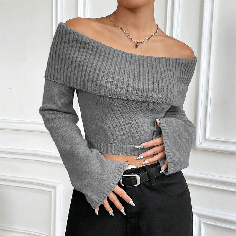 Slim Off-Shoulder Sweater - Soft and Feminine