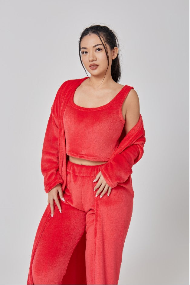 Women’s 3-Piece Winter Pajama Set – Cozy Warm Loungewear