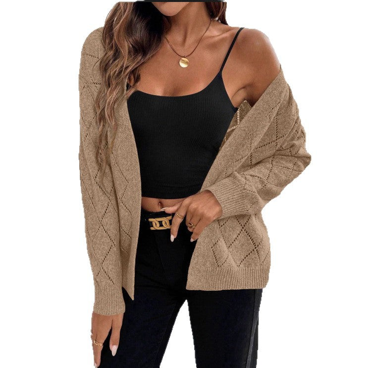 Open-Knit Long-Sleeve Cardigan - Light and Elegant