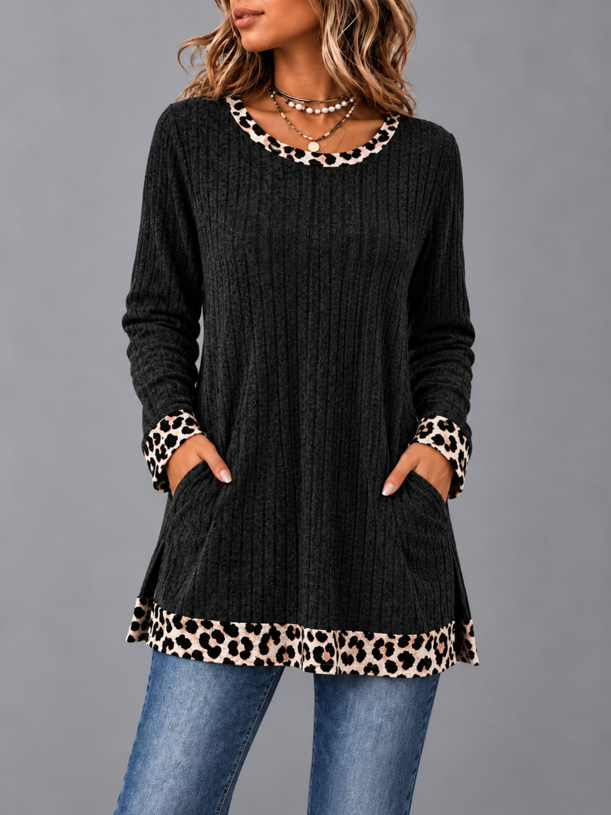 Color-Block Long Top - Casual and Modern