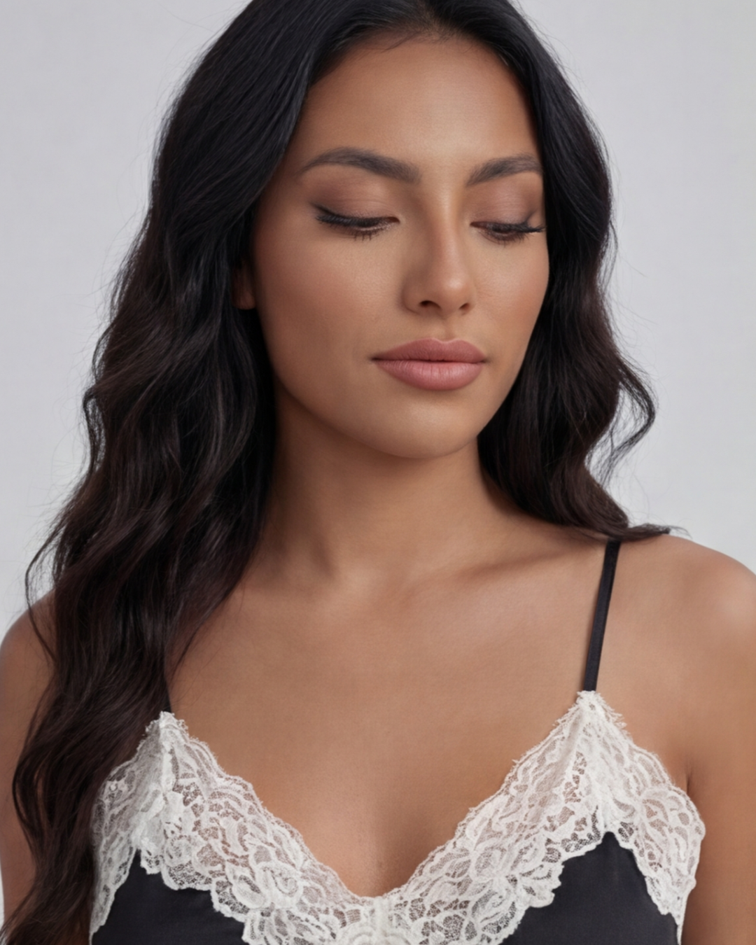 Women’s Stylish Satin Pajama Two-Piece Set – Lace Trim Cami Top and Shorts Sleepwear