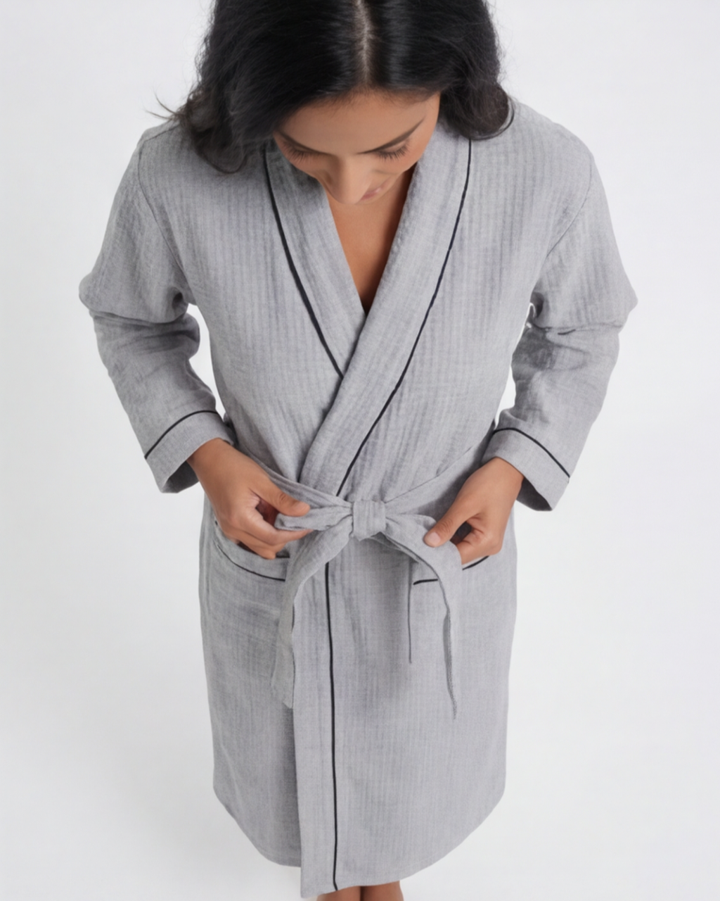 Women’s Thin Cotton Bathrobe – Long Absorbent Shower Robe Comfortable Fit