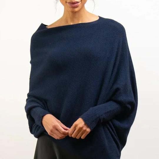 Women's Oversized Draped Crew Neck Sweater