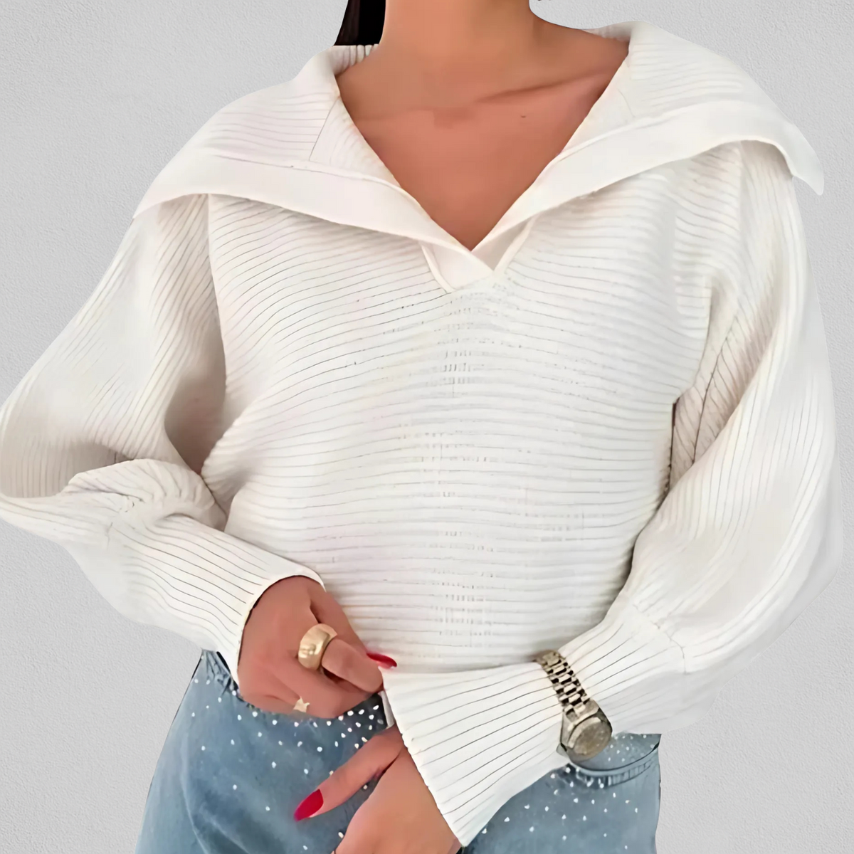 Loose V-Neck Sweater - Soft and Easy