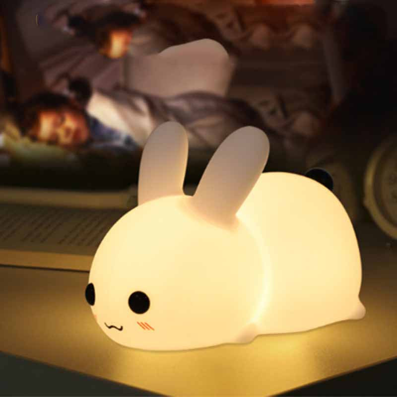 Silicone Rabbit LED Night Light – Cartoon Dimmable Lamp USB Rechargeable for Kids